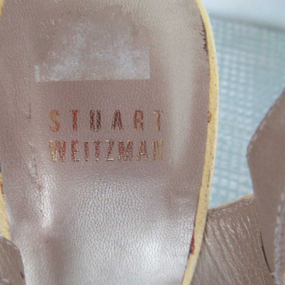 Stuart Weitzman Platform Leather Slingback Sandal Peep Toe Shoes Size 8 Yellow - Picture 9 of 10